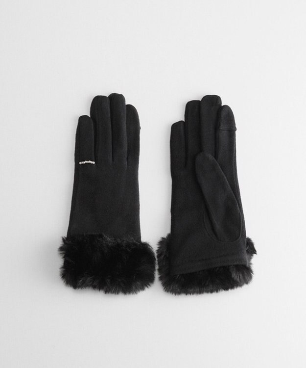 ORuKuBET リングビジューエコファー ジャージグローブ(WOMEN)【タッチパネル対応】 ブラック