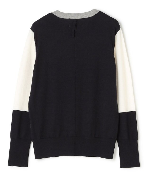 BEIGE， CHLOR / ウールシルク配色クルーネックニット Gray