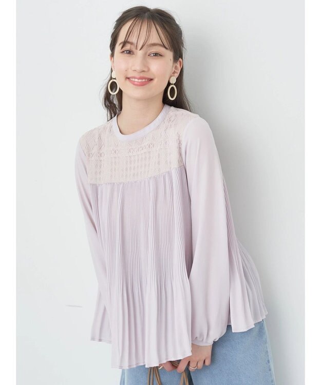 earth music&ecology レースプリーツブラウス Light Pink