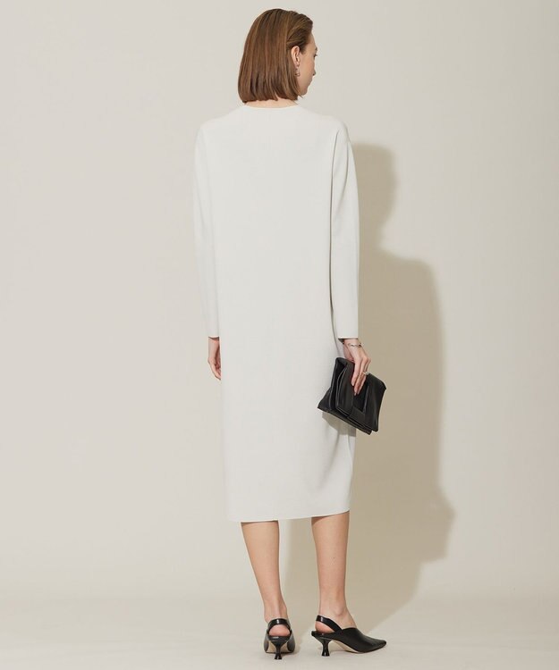 ICB L 【洗える】 シンセティックフルニードル Vネックワンピース トープ系