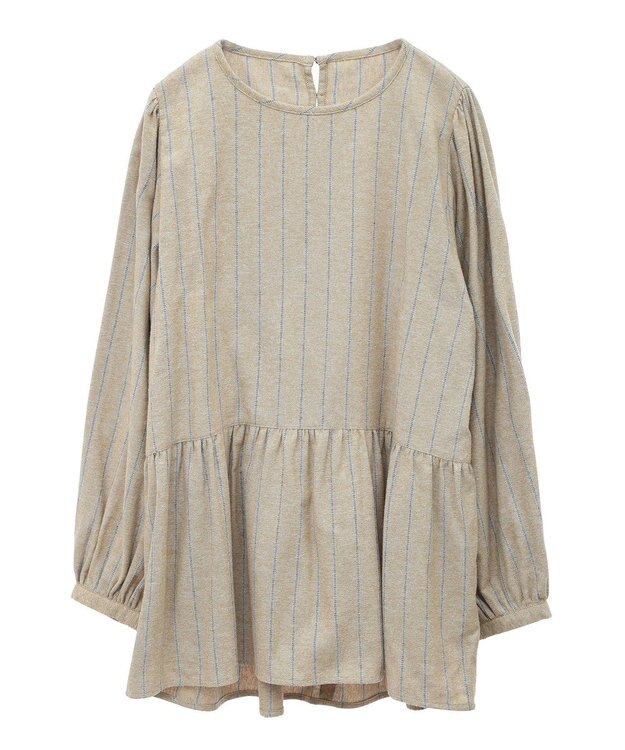 CRAFT STANDARD BOUTIQUE ボリュームスリーブウエストギャザーチュニック Stripe