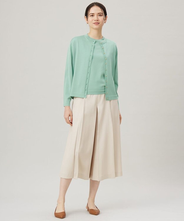 自由区 【アンサンブル対応・洗える】アセテートコットンプルオーバー ニット グラスグリーン