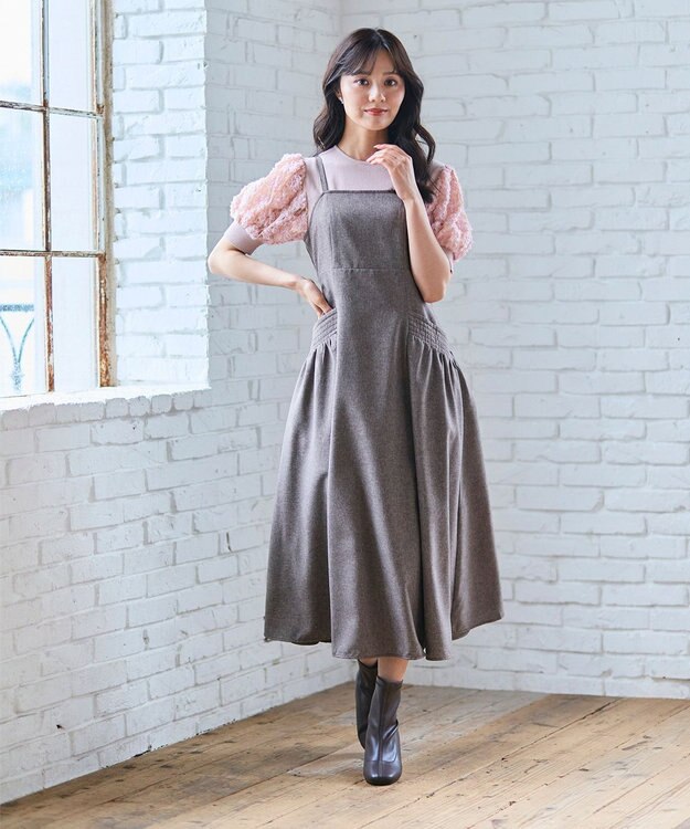 Feroux ブーケスリーブ ニットプルオーバー ピンク系