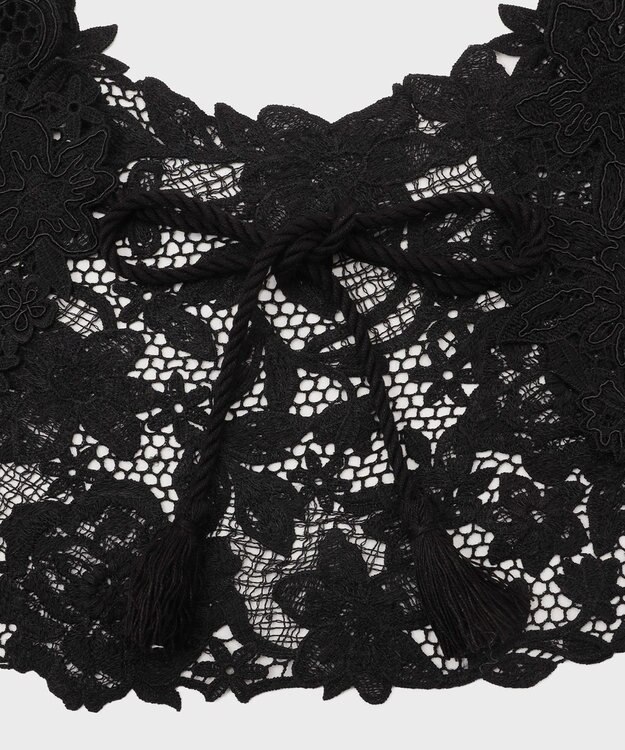 GRACE CONTINENTAL タッセル付レースカラー ブラック