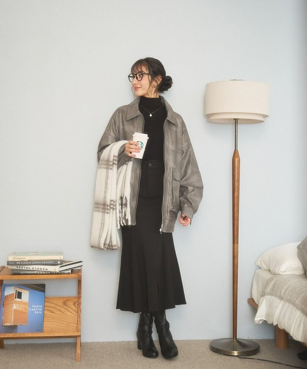 WEGO ヴィンテージライクFレザーブルゾン グレー