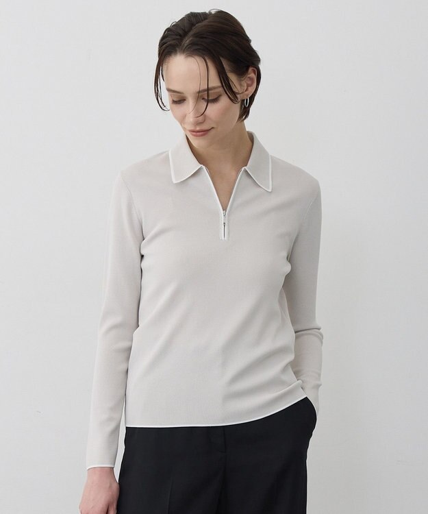 ICB シンセティックフルニードル ハーフジップニット トープ