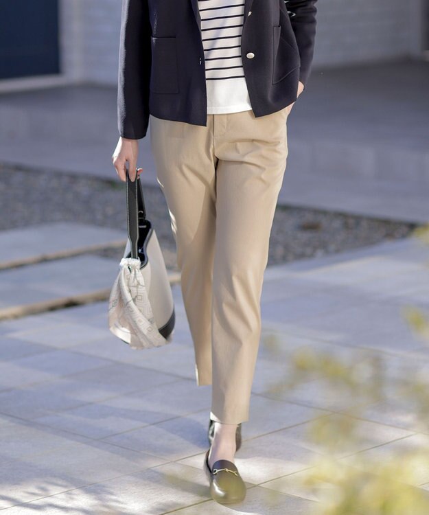 J.PRESS LADIES 【セットアップ対応・洗える】セルロースリネンストレッチ テーパード パンツ ベージュ系