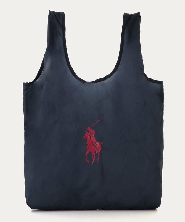 MOONBAT POLO RALPH LAUREN(ポロ ラルフローレン)ポロポニー ポケッタブル レインバッグ Mサイズ 無地 ストラップベルト付き ネイビーブルー