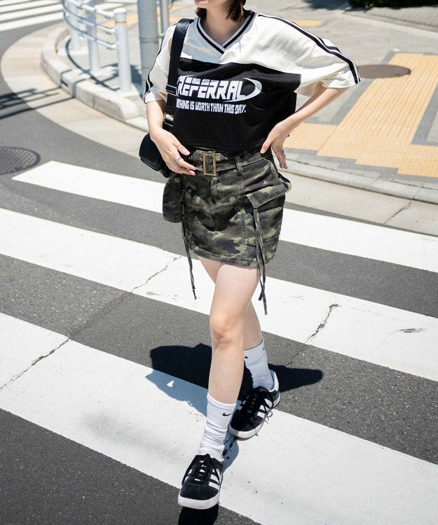 WEGO 2ライン切り替えメッシュショートT ブラック