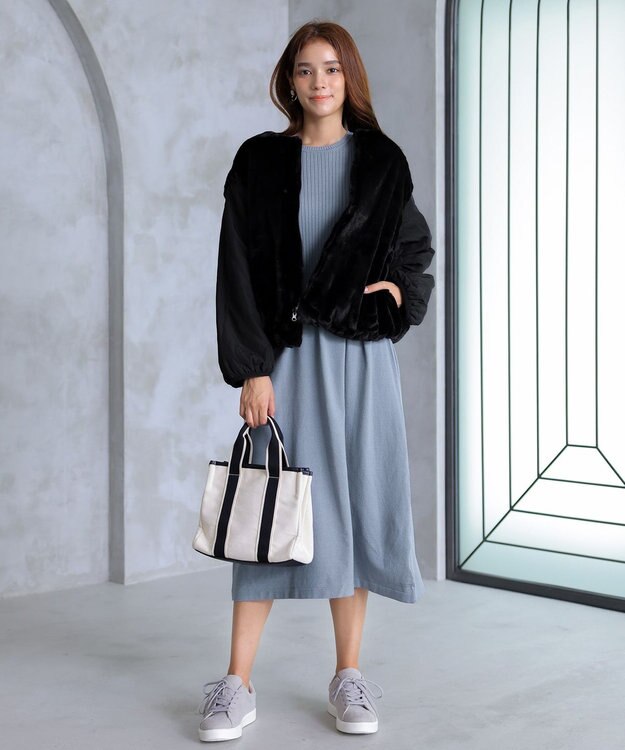 Tiaclasse 【2点セット】ケーブルトップス＆ニットワンピースセット ライトブルー