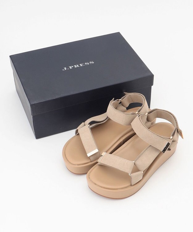 J.PRESS LADIES 【WEB限定カラーあり・撥水】ストラップ サンダル ベージュ系