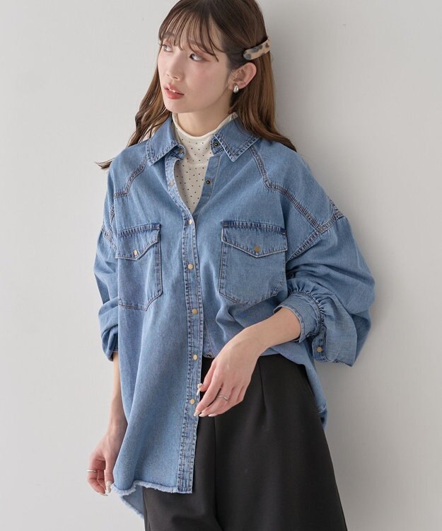 earth music&ecology 【予約】ウエスタンデニムシャツ ライトインディゴ