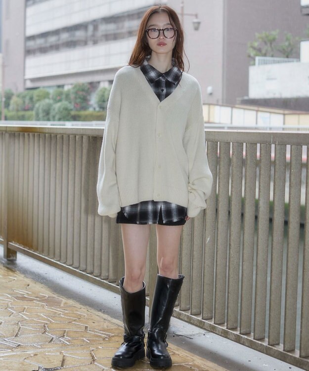 WEGO 【ユニセックス着用ITEM/MLサイズ展開】クロップドカーディガン オフホワイト