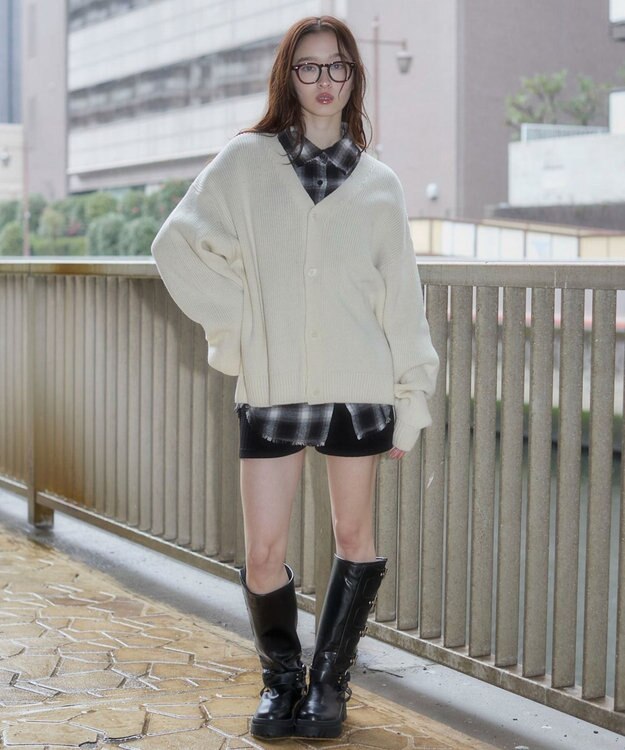 WEGO 【ユニセックス着用ITEM/MLサイズ展開】クロップドカーディガン オフホワイト