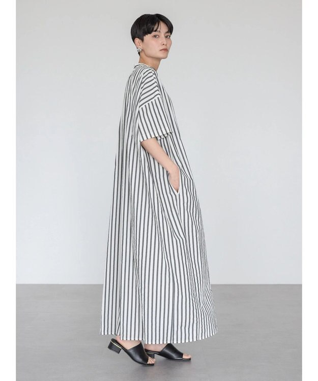 AMERICAN HOLIC イージーケア＋接触冷感丈違い強撚ワッシャーワンピース Stripe Black