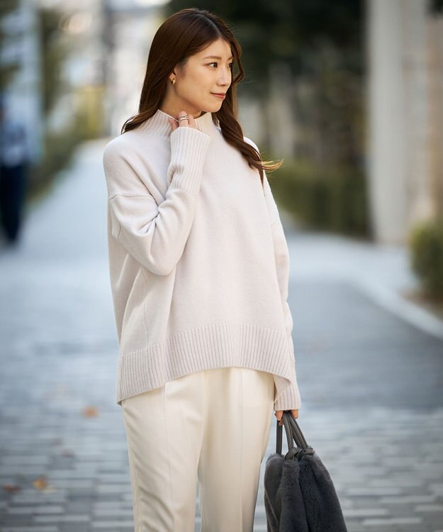 UNFILO ウールカシミヤ ハイネックニット グレージュ