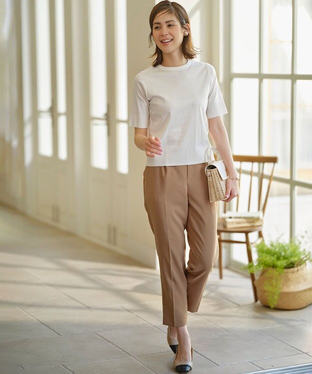 組曲 L 【WEB限定】セーターマシーン 半袖ニットTシャツ アイボリー系