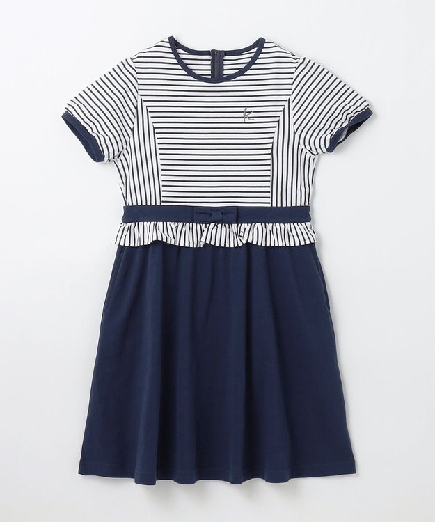 組曲 KIDS 【150-160㎝】マリンボーダー ワンピース ネイビー