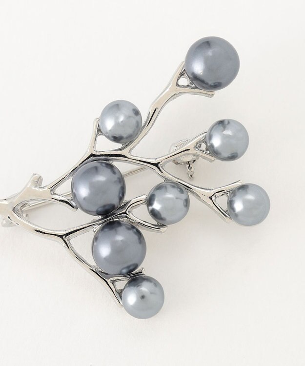 23区 コーラルパール ブローチ ネイビー系