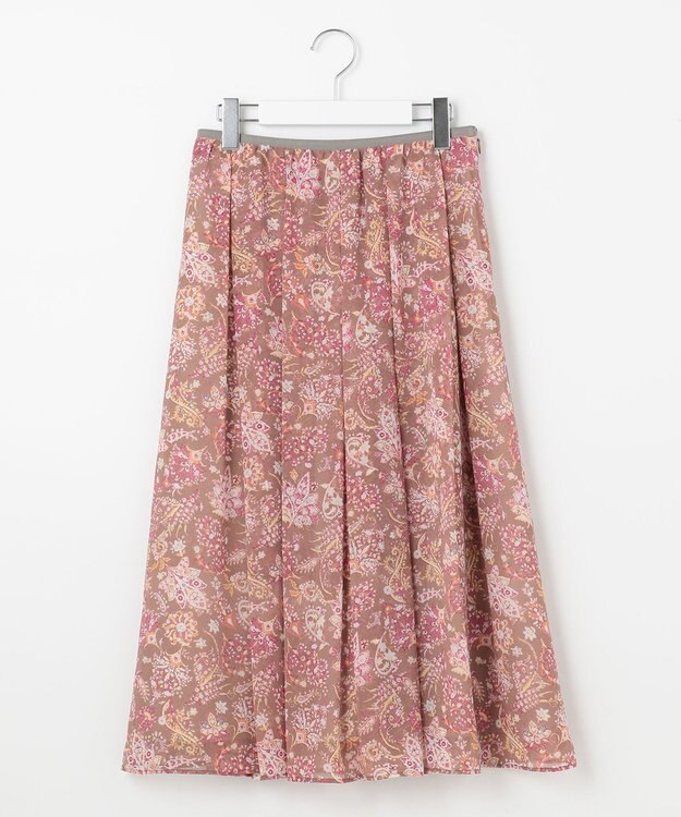 自由区 【速乾性・放湿性・防シワ性】サラサプリント タックスカート ブラウン系5