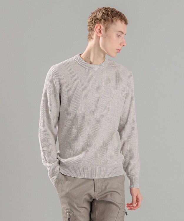 JOSEPH HOMME 新柄【洗える】シルクバルキー  クルーネックニット ベージュ系