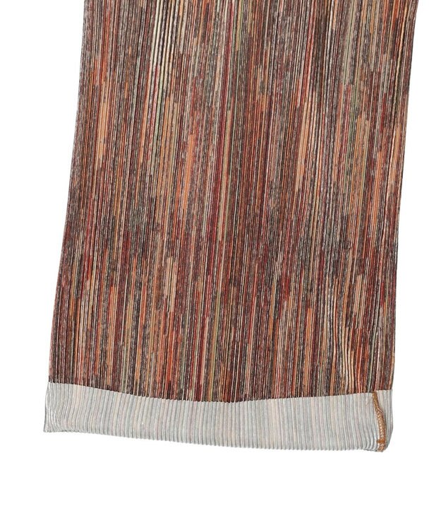 Green Parks セルフカットプリーツワイドパンツ Stripe Brown