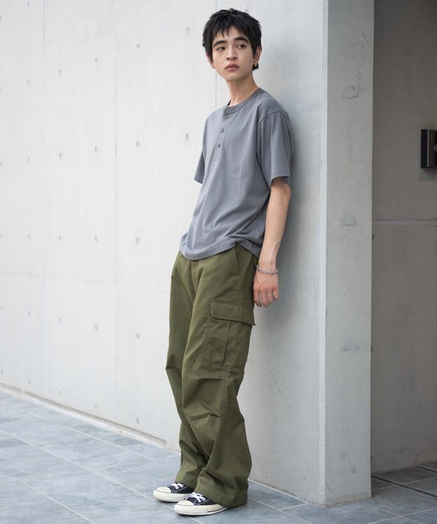 WEGO 【ユニセックス着用ITEM/MLサイズ展開】リラックスフィットヘンリーネックT（SS） 柄1