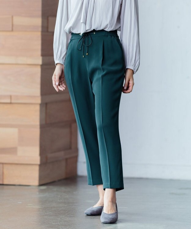 ANY 【ストレッチ/ウエストゴム】イージーケア美脚 パンツ ピーコックグリーン