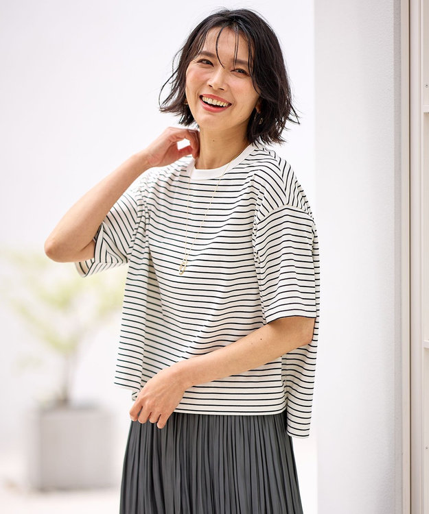 ANY L フライスワイドTシャツ ボーダー