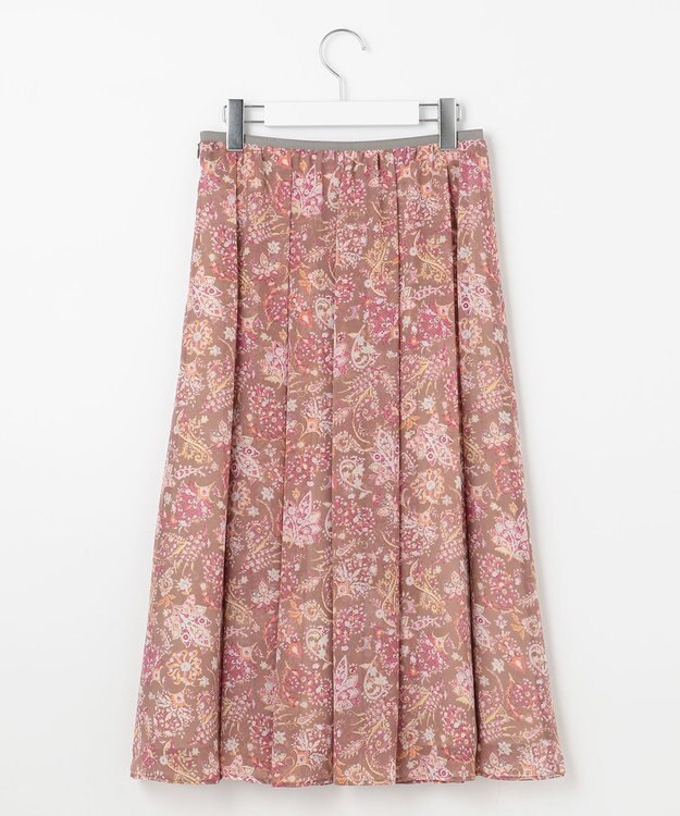 自由区 【速乾性・放湿性・防シワ性】サラサプリント タックスカート ブラウン系5