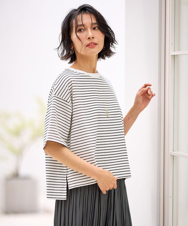 ANY L フライスワイドTシャツ ボーダー