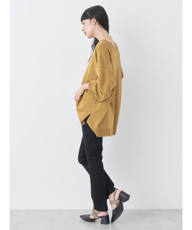 earth music&ecology サイドスリットルーズＶネックカーディガン Mustard