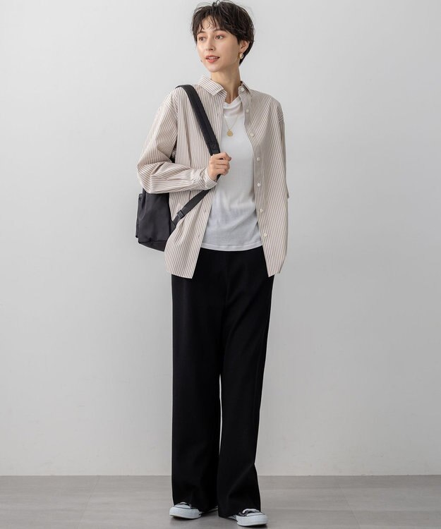 23区 S 【滝沢眞規子さん着用/VERY掲載】CANCLINI ベーシック シャツ ブラウンストライプ