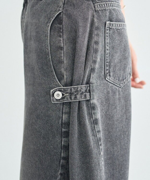 earth music&ecology サイドタックスーパーワイドデニムパンツ Black