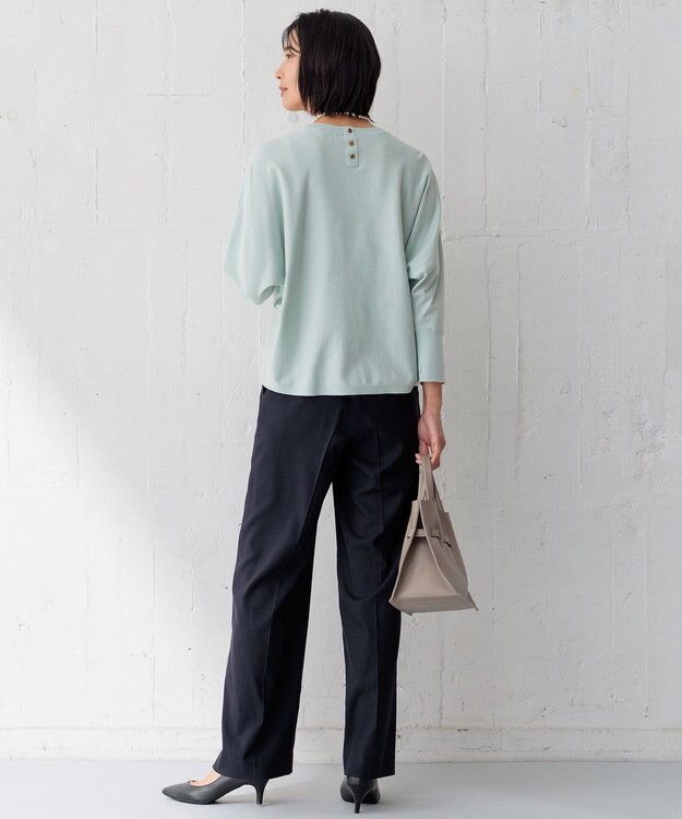 23区 【洗える】コンフォートストレッチ ドルマン ニット スモーキーグリーン系