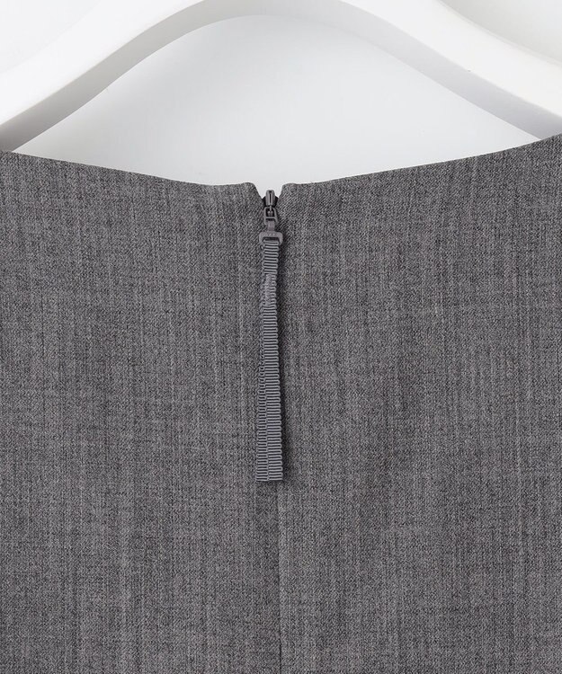 自由区 S 【洗える】ウールミックスストレッチツイル ワンピース ライトグレー系