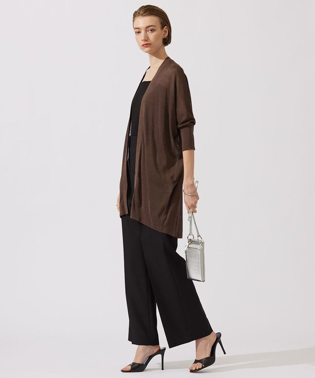 ICB 【洗える】 リネンポリエステルハイゲージ カーディガン ソイル系