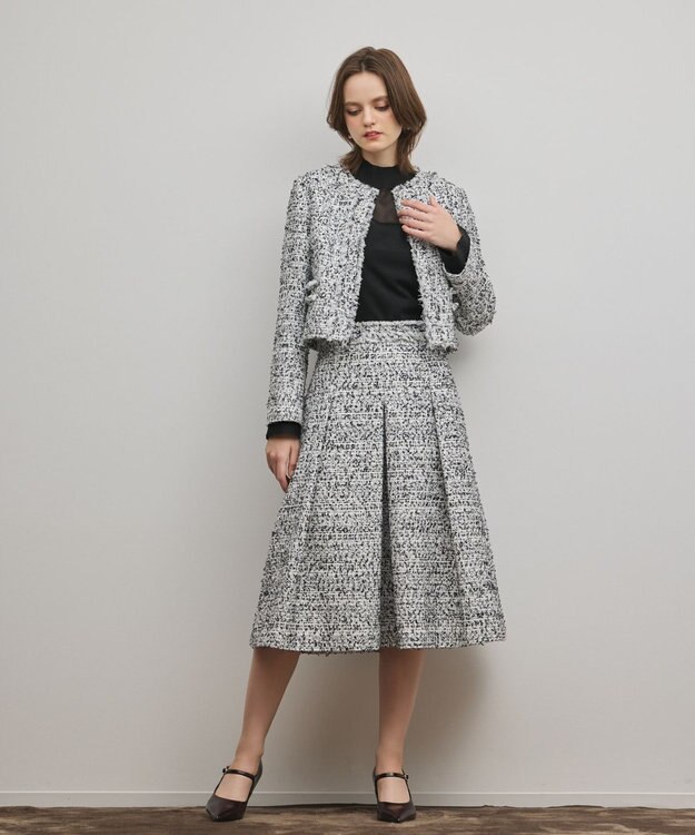 GRACE CONTINENTAL ミックスツイードスカート ブラック