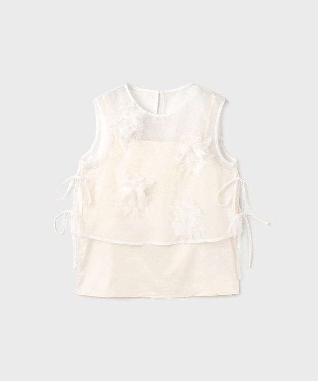 GRACE CONTINENTAL メッシュフラワートップ ホワイト