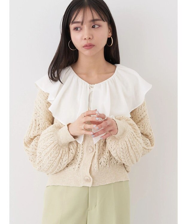 earth music&ecology スラブヤーンスカシカーディガン Ivory