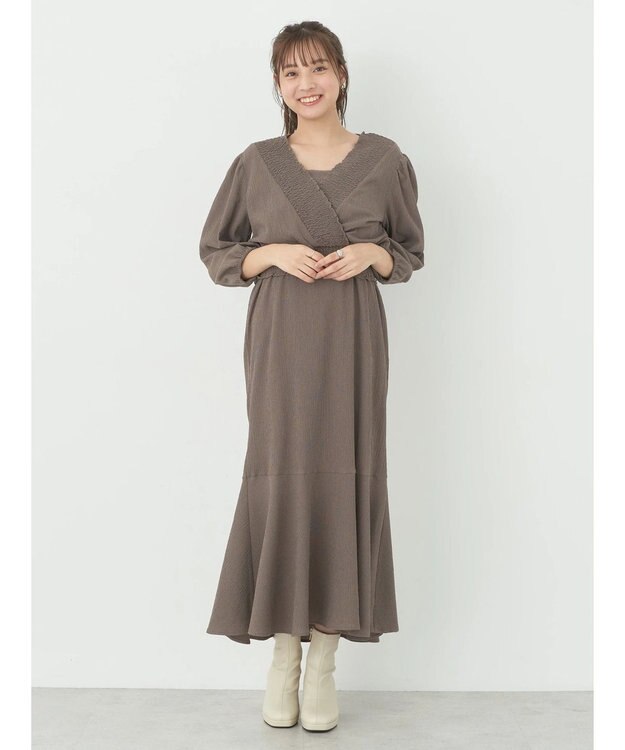 earth music&ecology ＳＥＴ２点カシュクールプルオーバー＋ワンピース Mocha