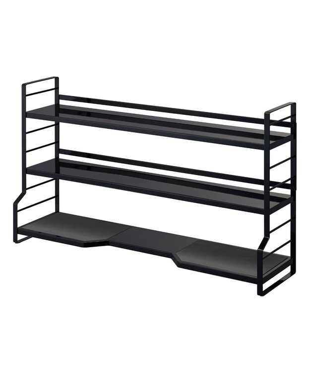 tower コンロ奥ラック 3段 タワー ブラック ブラック