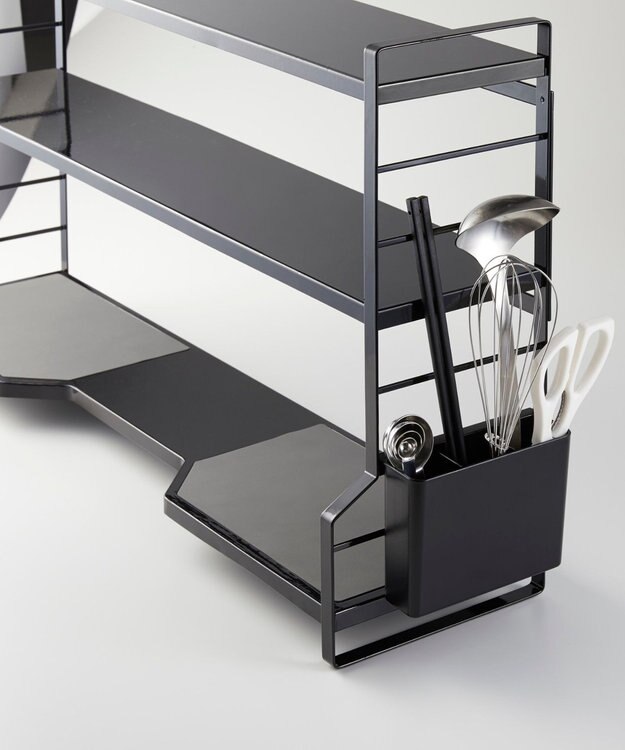 tower コンロ奥ラック 3段 タワー ブラック ブラック