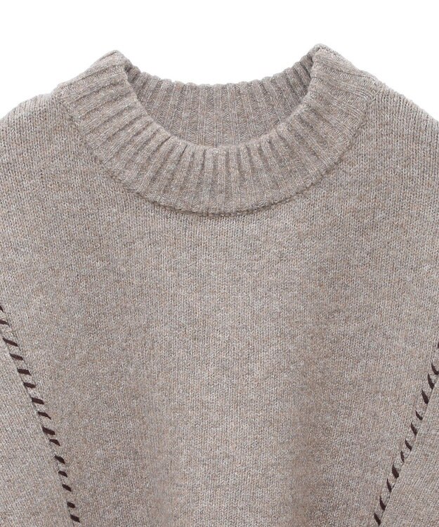 CRAFT STANDARD BOUTIQUE 洗える/ハンドステッチデザインニットプルオーバー Gray Beige
