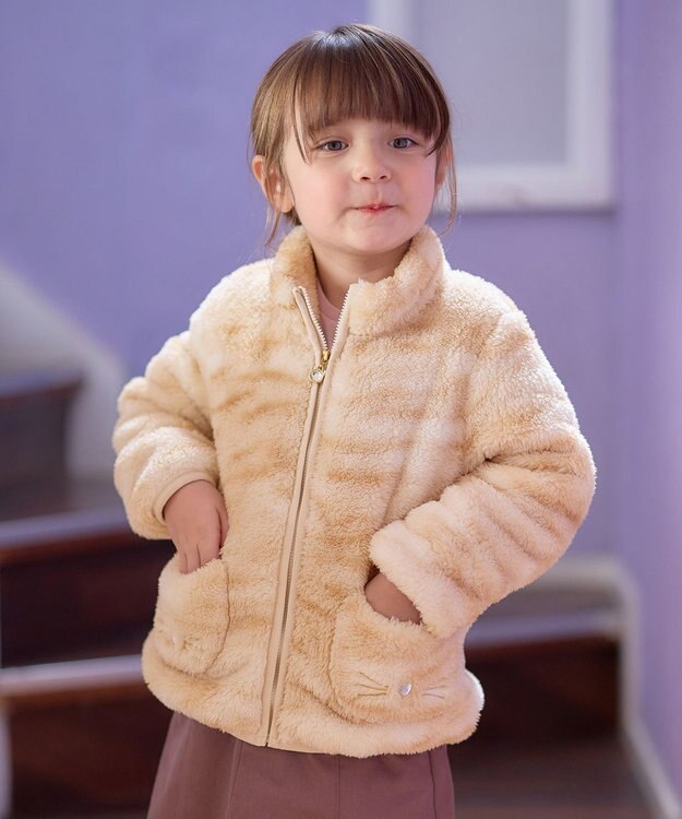 ANY KIDS ネコポケットボアブルゾン 茶トラ