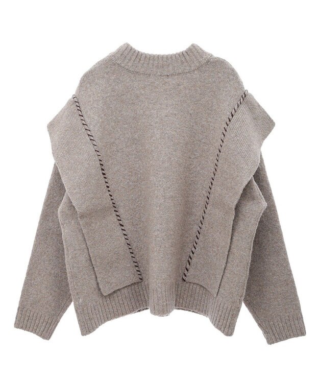 CRAFT STANDARD BOUTIQUE 洗える/ハンドステッチデザインニットプルオーバー Gray Beige