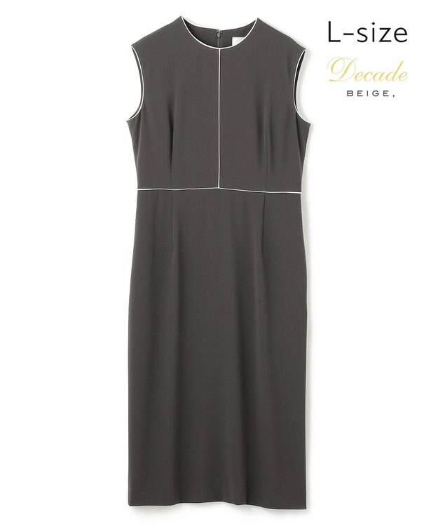 BEIGE， 【L-size】CINDY / クルーネックドレス C.Gray×White