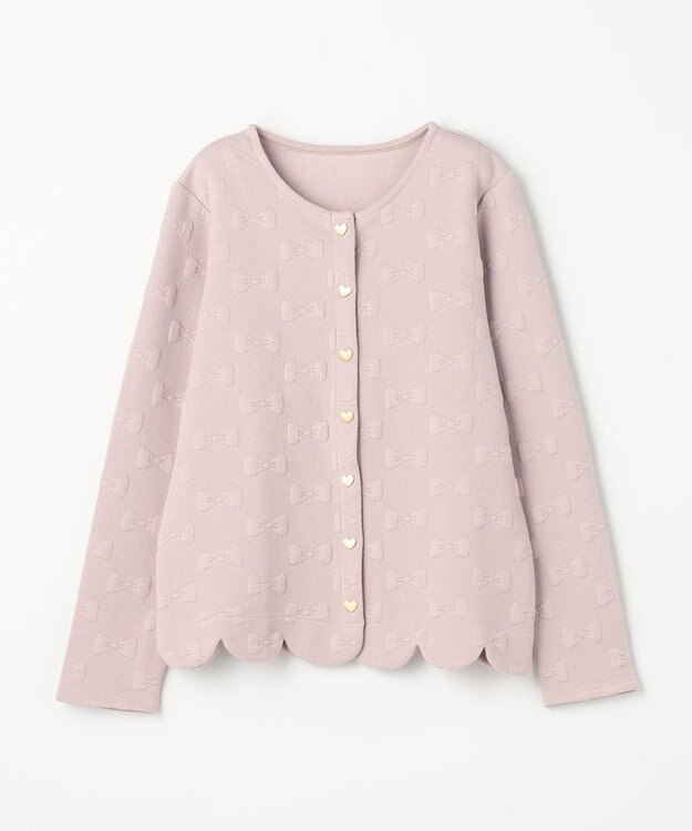 ANY KIDS リボン ジャガード カーディガン ベージュ