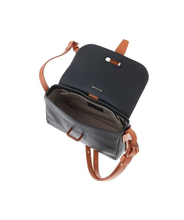 genten サドルベルト ヌオーバ 横型コンパクトショルダーバッグ クロ