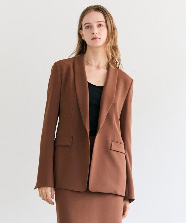 BEIGE， GYPSUM / シルキータッチ ショールカラージャケット Brown